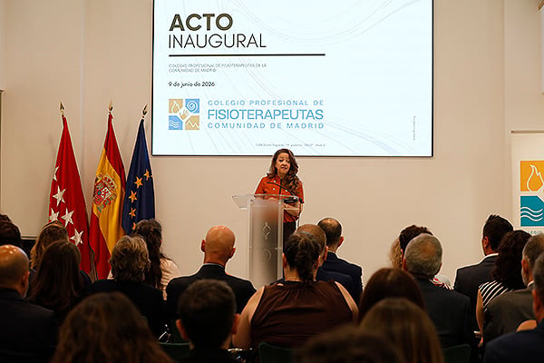Aspecto de la sala durante el acto inaugural de la nueva sede del Ilustre Colegio Profesional de Fsioterapeutas de la Comunidad de Madrid. 