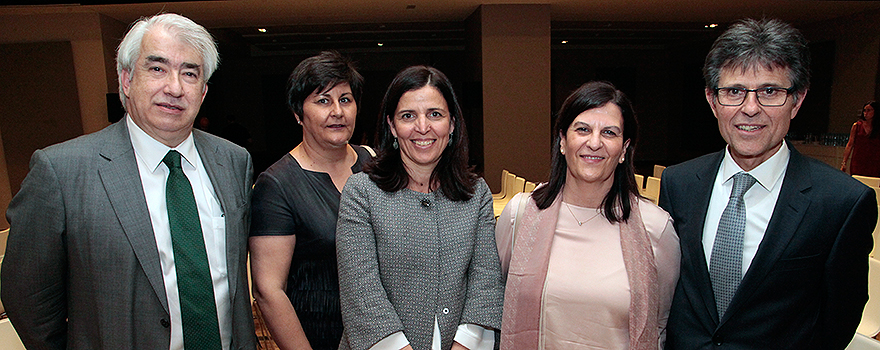 Emili Esteva; Eva Negro, delegada autonómica de la SEFH en Madrid; Mónica Ausejo, de Janssen, y Humberto Arnés.