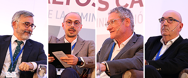 Jesús Manuel Balea, subdirector de Farmacia del Servicio Gallego de Salud; José Manuel Martínez Sesmero, jefe de Servicio de Farmacia Hospitalaria del Hospital Clínico San Carlos de Madrid; José María Abad, director general de Asistencia Sanitaria del Departamento de Sanidad de Aragón; y Santiago de la Riva, vicepresidente y tesorero de la Federación Española de Enfermedades Raras (Feder). 