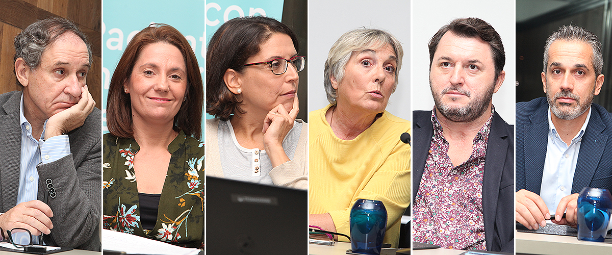 Pedro López Pereira, cirujano pediátrico del Hospital La Paz de Madrid; Eva García Peña, enfermera del Hospital Clínico de Valencia; Eva Merlos, madre de un menor con una patología congénita; Maite Carreras Alberti, tesorera de la Asociación de Incontinencia Anal); Francisco Sardó, presidente de la Plataforma Representativa Estatal de Personas con Discapacidad Física (Predif); Ángel de Propios, presidente de la Asociación Provincial de Lesionados Medulares y Grandes Discapacitados (Aspaym) de Castilla y León