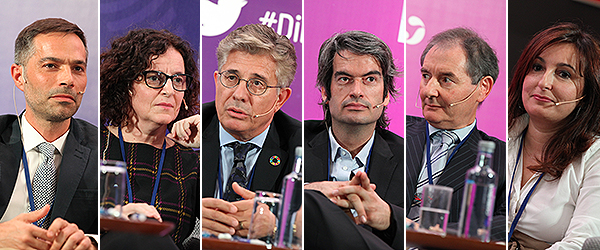 Ángel Alberto Romero, director gerente del Área de Mérida; Margarita Servera, subdirectora de Atención Primaria y Atención a las Urgencias Extrahospitalarias del Servicio de Salud de Baleares; Rafael López Iglesias, exdirector gerente de la Gerencia Regional de Salud de Castilla y León; Carlos Mur, director general de Coordinación Socio-sanitaria del Servicio Madrileño de Salud; José Miguel García, director gerente del Hospital Río Hortega; y María Jesús Pérez, directora de Enfermería del Área Sanitaria de Lugo, A Mariña y Monforte de Lemos. 