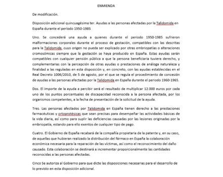 Texto de la enmienda a los presupuestos presentada por el PP.