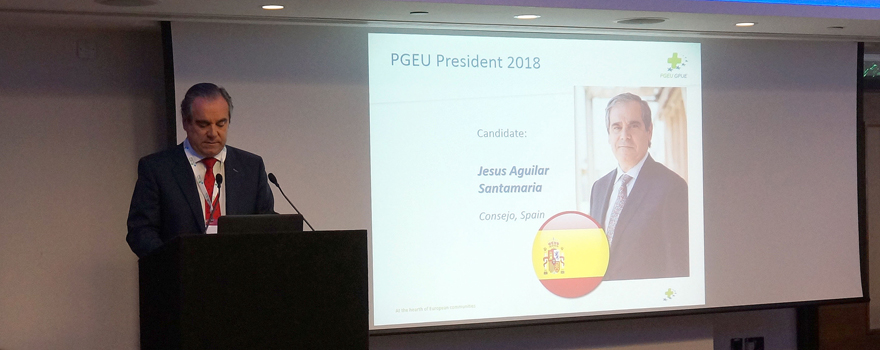 Jesúsb Aguilar, tras su elección como presidente de la PGEU para 2018.