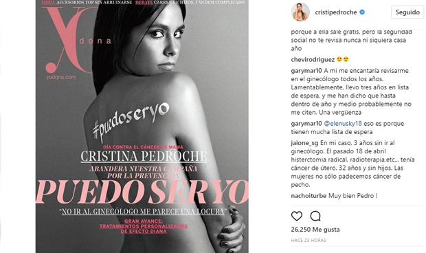 Cristina Pedroche posa en una revista para luchar contra el cáncer de mama