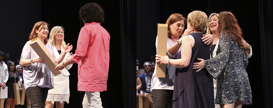 Francina Armengol y Patricia Gómez entregando los premios.