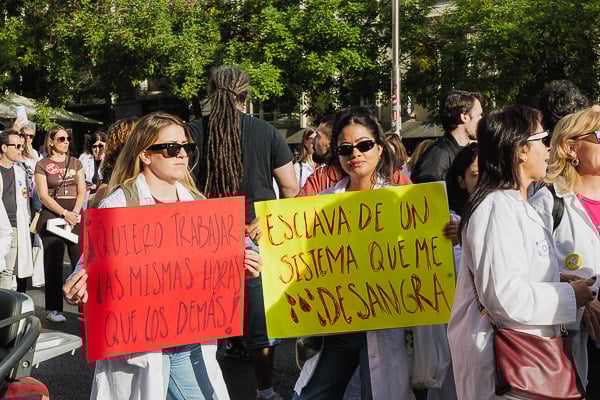 Las reducción de las horas de guardia ha sido una de las reivindicaciones de la marcha.