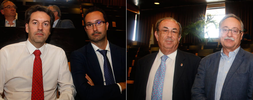 Ángel Ayuste y José María Castellano, de la Fundación Investigación HM Hospitales. Honorio Bando, académico de la RANF, y Ángel Silva, de MSD.