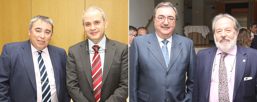 A la izquierda, Pedro Córdoba y Félix Villar, director comercial y socio de IN2. A la derecha, Alfonso Carmona y Diego Rivas, vicepresidente y presidente, respectivamente, de Grupo IHP.