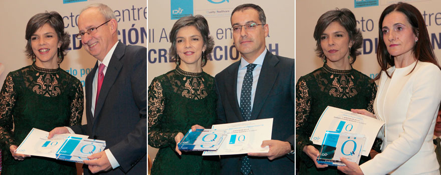 Marta Villanueva con Ignacio Azcoitia, director gerente de la Mutua de andalucía y de Ceuta (Cesma); José Luis Herranz, subdirector general de Mutua Balear, mutua colaboradora con la Seguridad Social nº 183; y María Teresa Jiménez, directora médica de la Fundación Hospital Calahorra.