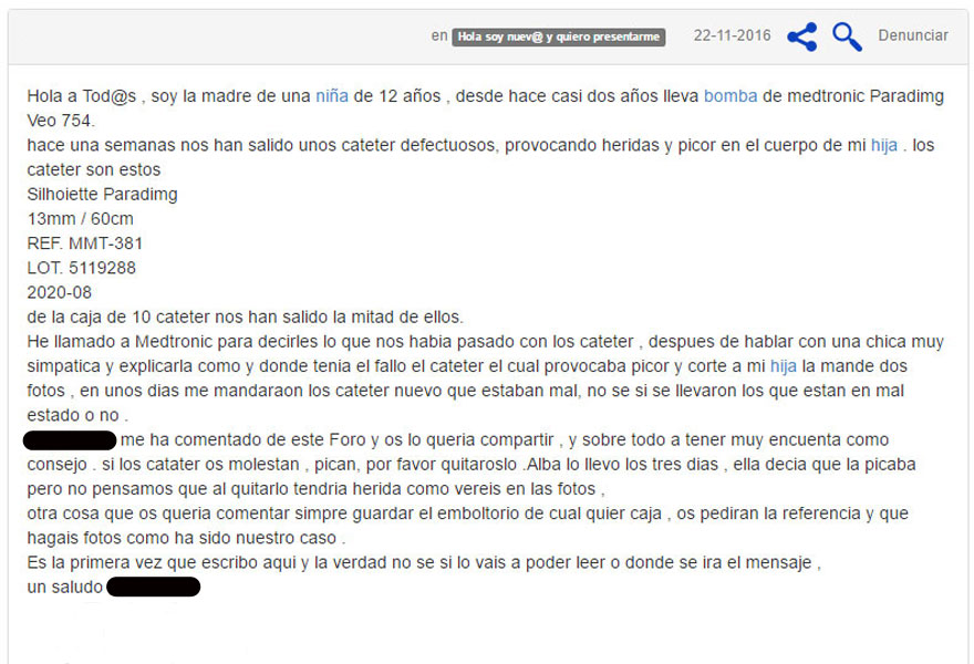 Descripción de los problemas derivados del uso del catéter en una paciente de 12 años.