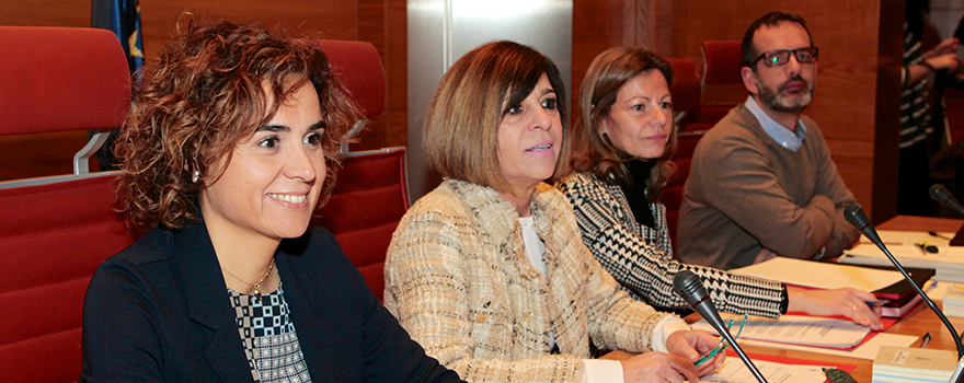 La ministra de Sanidad, Dolors Montserrat, durante su presentación en la Comisión de Sanidad del Senado.