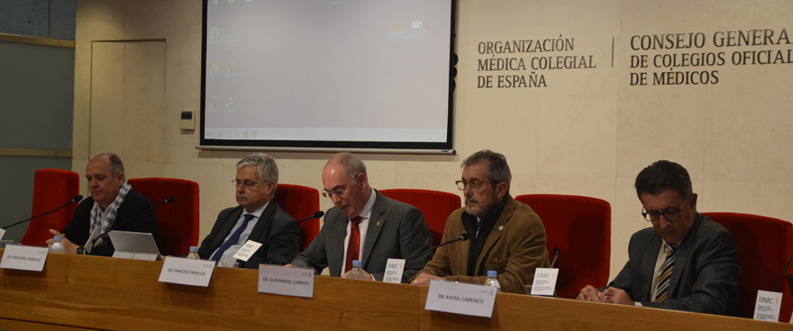 Los componentes de la mesa de debate sobre la precariedad laboral de los médicos. 