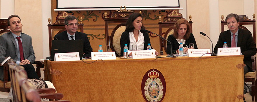 José María Molero, de Semfyc; Miguel Ángel Calleja; Carolina Arroyo; Ana Molinero, y José Miguel Cisneros. 
