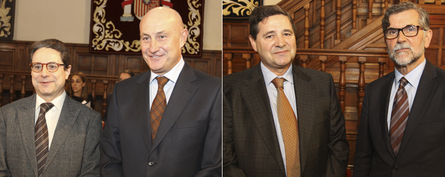 Miguel Martín y Jordi Martí, quien también presidente de Asebio. A continuación, Joaquín Estévez y Juan José Polledo, director de Governmental Affairs y Market Access de Celgene. 