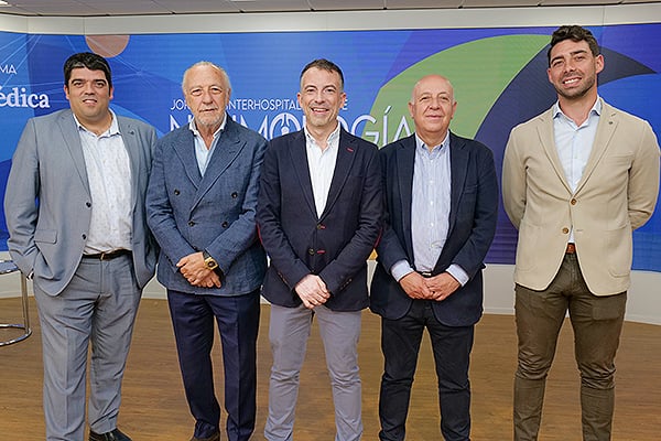 Manuel Rico Merino, Comercial Zona Centro de Oximesa; José María Pino, Fernando González, Francisco Javier García; y xJosé Ángel Moreno, delegado comercial en la Zona Centro de Oximesa Nippon Gase.