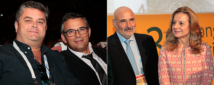 Daniel Rey, presidente de Semergen Galicia, y Miguel Ángel Prieto, responsable de Jornadas y Congresos Semergen. A la derecha, Manuel JIménez junto a Marina Álvarez.