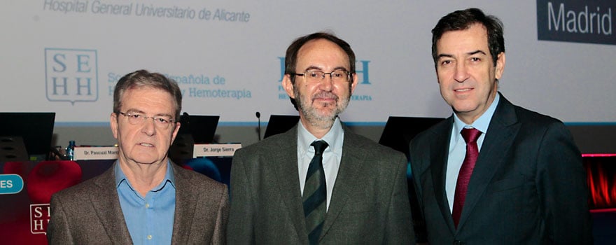 Sierra, rodeado por sus vicepresidentes Pascual Marco (izquierda) y Ramón García Sanz (derecha).