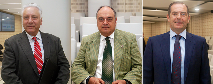 Santos López, director de Desarrollo de Negocio de Healthcare IT de Carestream en España; Luis Bennasar, director general de Emsor; y Álvaro Sanguino, director de relaciones institucionales de Mutua Universal.