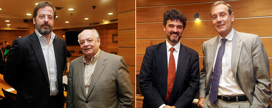 Carlos Rus y Mario Rodríguez, presidente de la Comisión de Sanidad de la Confederación Canaria de Empresarios; Ángel Lanuza junto a Juan Carlos Sánchez, director de Watson Health.