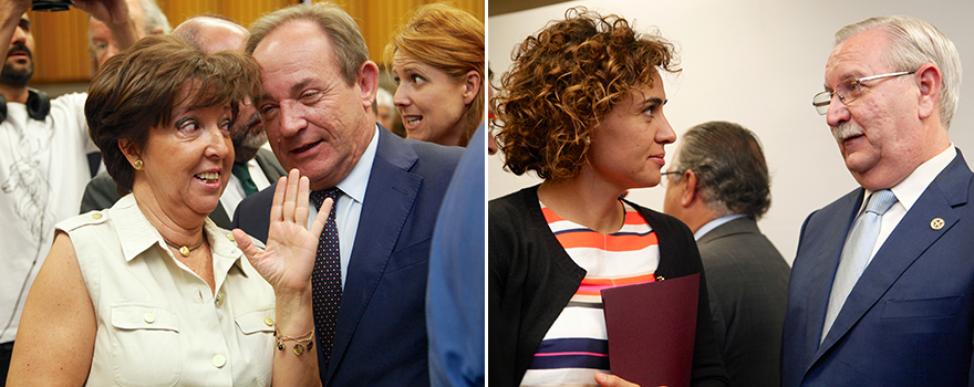 Elena Andradas, directora de Salud Pública del Ministerio de Sanidad; Javier Castrodeza, secretario general de Sanidad del Ministerio de Sanidad; Dolors Montserrat y Serafín Romero. 