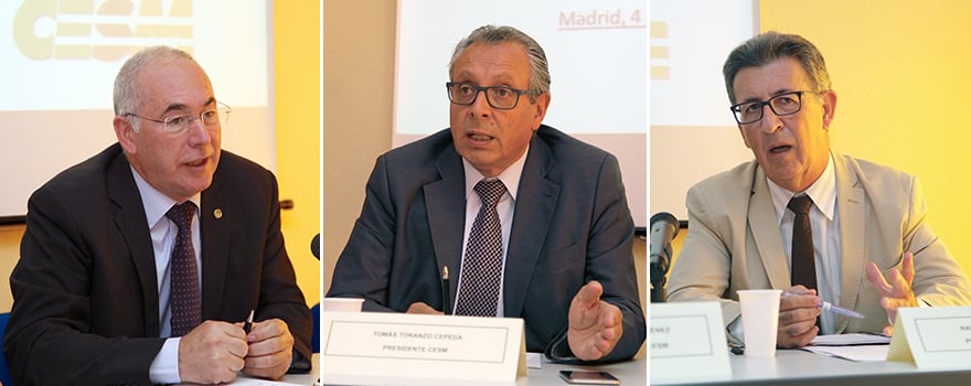 Francisco Miralles, secretario general de CESM; Tomás Toranzo, presidente de CESM y Rafael Carraco, presidente de CESM Andalucía. 