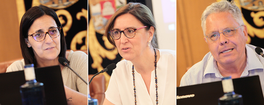 Sara Castelo, socia-directora de Teresa de Hospitalidad; María Jesús Merino, vocal de la Comisión de Ingeniería Médica y Sanitaria del COIIM; y Manuel villagrá, interventor del Hospital Universitario de La Paz. 