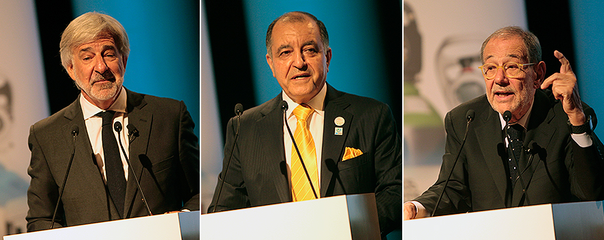 Emilio Cuatracases, presidente de honor de APD; Seifi Ghasemi, presidente y CEO de Air PRoducts; Javier Solana, presidente de Esade Center for Global Economy and Geopolitics.