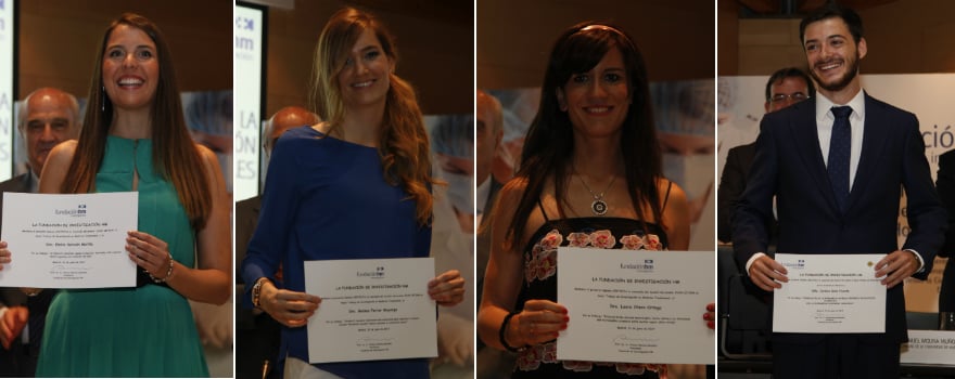 En las tres primeras imágenes: Emilia Serbián, Gema Ferrer y Lautra Otero, primer premio y áccesits, respectivamente, del Premio Juan Letona. A continuación, Daniel Herranz recoge el primer áccesit del trabajo fin de grado de la Facultad de Medicina de la Universidad San Pablo CEU.