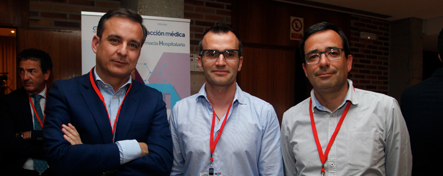 Carlos Fages, market access manager de Novartis; Raúl Ferrando, jefe de Farmacia del Hospital General Universitario de Castellón, y Juan F. Peris, jefe de Farmacia RPMD La Cañada.