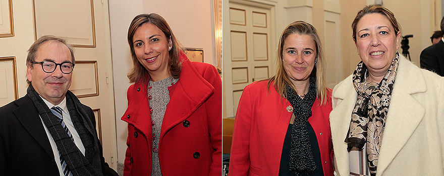 Luis Rosado, director de Azierta Salud, junto a Cristina Bando, de Merck. A continuación, Natividad Calvente, directora asociada de Relaciones Institucionales de MSD, y Pilar Muñoz, directora de Formación y proyectos de la Fundación UNED. 