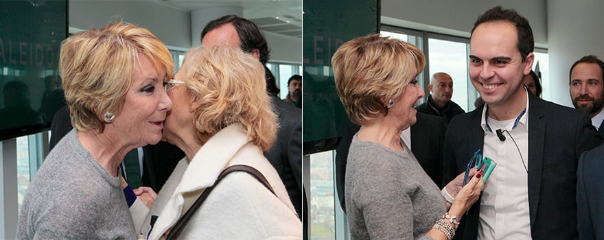 Esperanza Aguirre saluda a Manuela Carmena y a José Manuel Calvo.