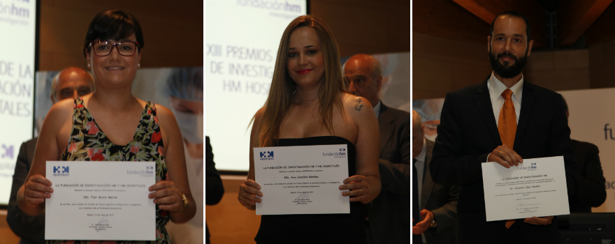 Pilar Monte, Aora González y Alejandro López Escobar, premiados por la Fundación HM Hospitales. 
