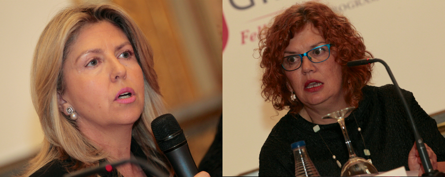 María Buti, vicepresidenta de la AEEH; María Río, directora general de Gilead; Belén Borstein,subdirectora General de Evaluación y Fomento de la Investigación del Instituto de Salud Carlos III; María Jesús Téllez, responsable de Formación de Gesida, y Ramón García Sanz, vicepresidente de la SEHH. 