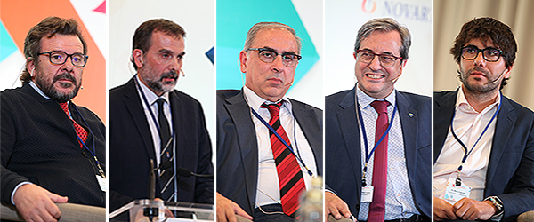 Adrián Llerena, catedrático de Farmacología Clínica en la Facultad de Medicina de la Universidad de Extremadura; Jorge Aboal Viñas, director general de Asistencia Sanitaria del Servicio Gallego de Salud; José Martínez Olmos, exsecretario general de Sanidad; Martín Eusebio Barra, diputado de Ciudadanos en la Comisión de Salud del Parlamento de Cataluña; y Ángel del Rey Mejías, metodólogo-científico de datos de la Unidad de Innovación del Hospital Clínico San Carlos de Madrid. 