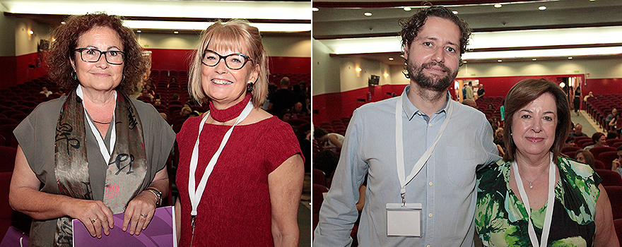 Teresa Moratalla y Annette Kreuz. A la derecha, David Brugos, vocal del Colegio de Psicólogos de Navarra y Rosa Ramos. 