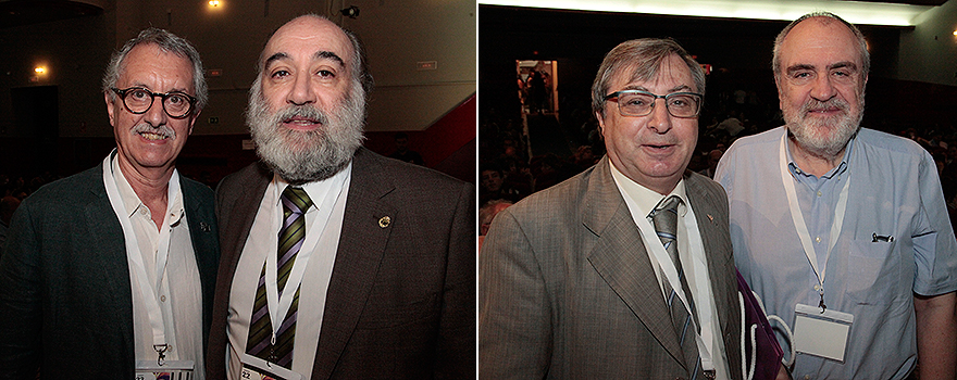 Guillermo Mattioli y Francisco Santolaya. A la derecha, Fernando Chacón y José Ramón Fernández, vocal del Consejo de Gobierno de la Junta General el Consejo General de Psicólogos. 