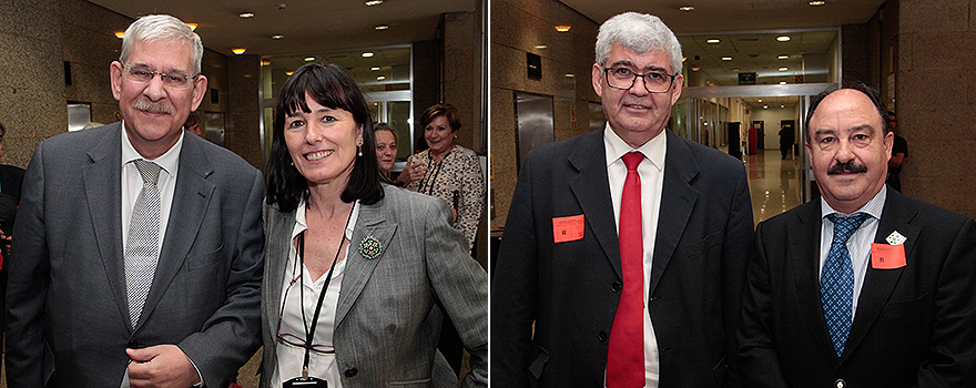 Francisco de Asís Babín y Anabel Muñoz, jefa adjunta de Seguridad del Ministerio de Sanidad. A la derecha, Justo Herrera, y Amancio Cutanda, asesor de la Generalitat Valenciana. 