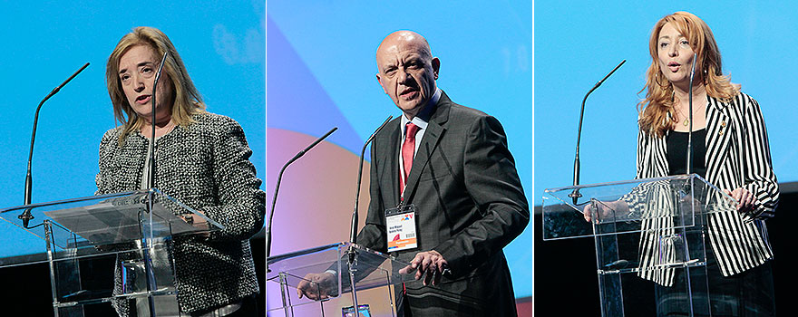 Asunción Iturralde y José Miguel Valero, presidentes de los comités Organizador y Científico, respectivamente, y Mercedes Hurtado, presidenta del Colegio de Médicos de Valencia.