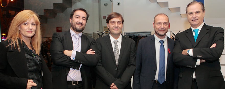 Ana María Díaz-Oliver, Javier Téllez (de Comunicación de Teva), Rafael Borrás, Julio Zarco y Carlos Teixeira. 