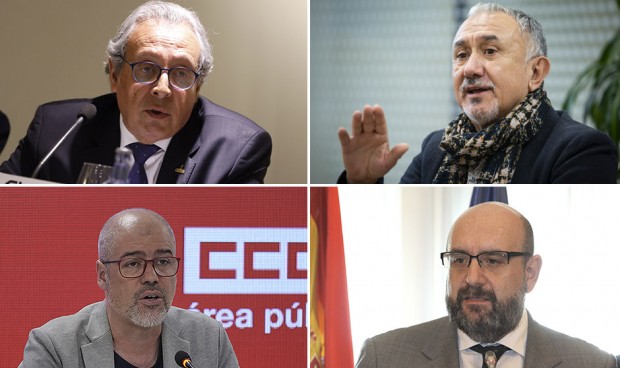 Tomás Toranzo, Pepe Álvarez, Unai Sordo y Miguel Borra, representantes sindicales que piden una reunión con José Manuel Miñones, nuevo ministro de Sanidad. 