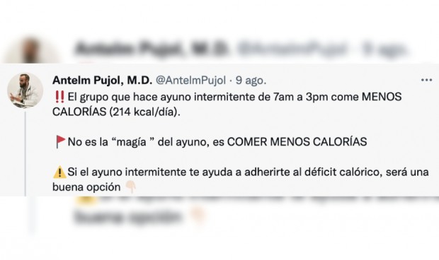 "El ayuno intermitente no hace 'magia', comes menos calorías"