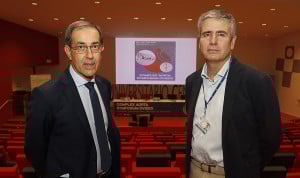 Manuel Alonso, jefe del Servicio de Cirugía Vascular en el HUCA; y Jacobo Silva, jefe del Servicio de Cirugía Cardiaca, analizan el IV Complex Aorta Symposium Oviedo