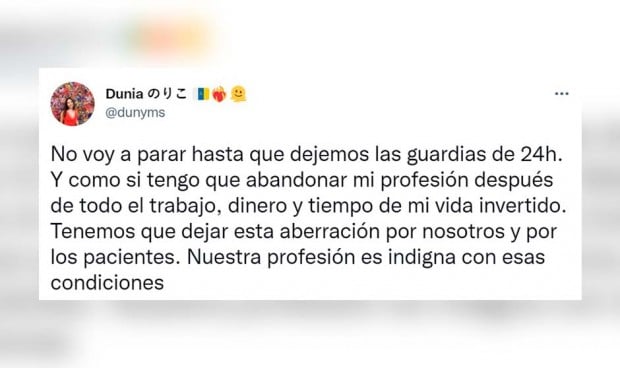 "La profesión médica es indigna con las guardias de 24 horas"