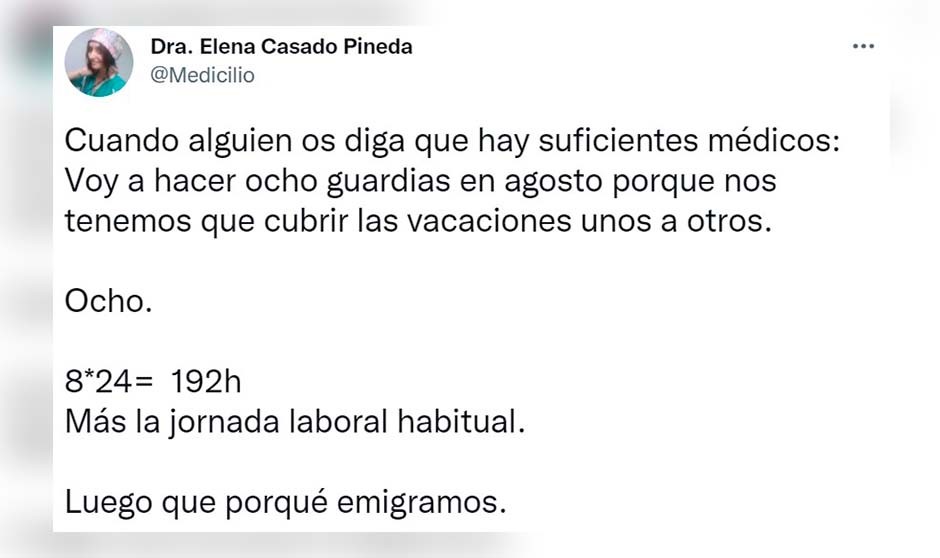 'Pesadilla' de una médica en verano: "Haré 192 horas de guardia en agosto"