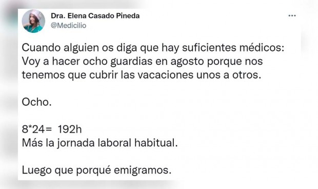 'Pesadilla' de una médica en verano: "Haré 192 horas de guardia en agosto"