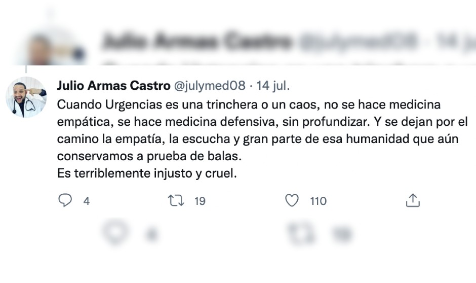 "Urgencias no debería ser ni una trinchera ni un lugar demencial"