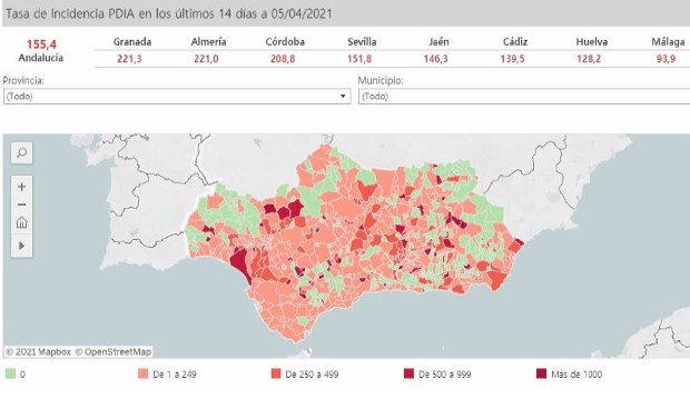 Incidencia Covid: se dispara en varias ciudades andaluzas tras Semana Santa