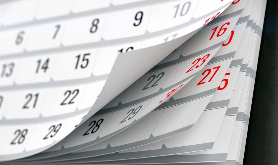 Los días en un calendario.