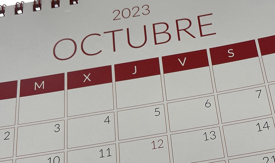 Mes de octubre en el calendario de 2023