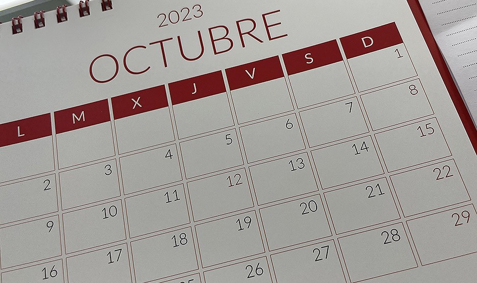 Calendario de octubre de 2023.
